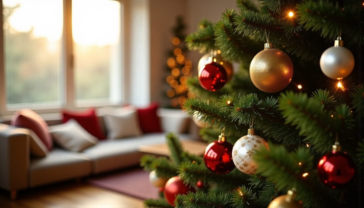 Sapin doré et blanc : 5 idées élégantes pour décorer avec or, bois et rouge