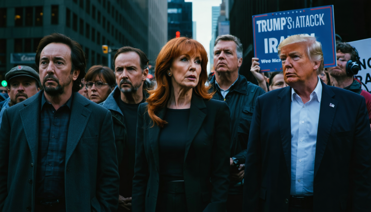 john cusack, kathy griffin, stephen king et d'autres personnalités dénoncent l'attaque de trump contre l'iran, qualifiée de manœuvre politique 'wag-the-dog'.